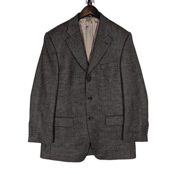 Mario Barutti Wool &  Cashmere 40R Birdseye Tweed Gray Sport Coat Blazer Jacket - Picture 1 of 10
